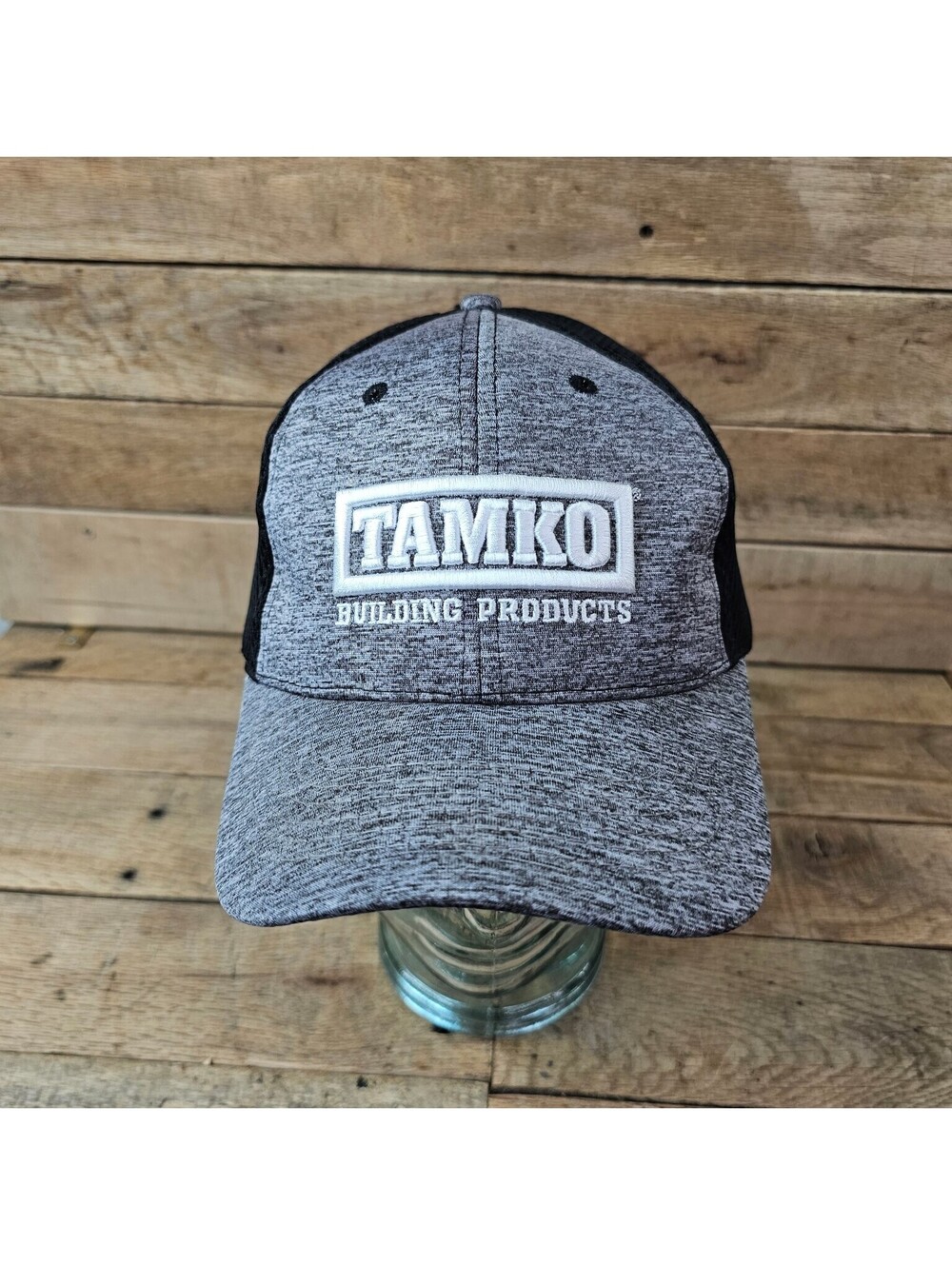 TAMKO Building Products Gray Black Mesh Snapback Trucker Hat Cap Adjustable